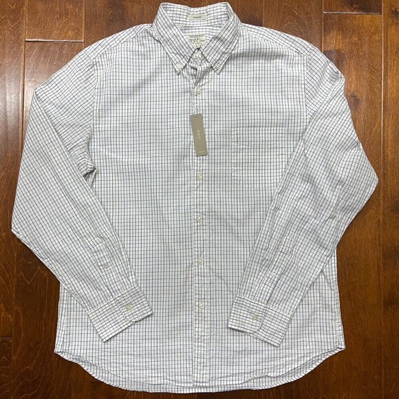 J. Crew Regular Fit White Blue Gray Button Front Cotton Long Sleeve Shirt NWT L - Picture 3 of 9